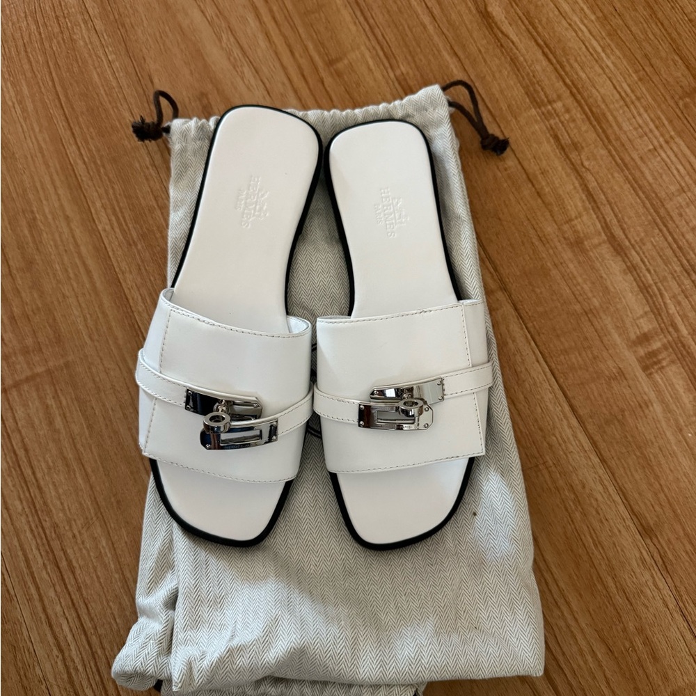 Women's White Slide Sandals leather sandals